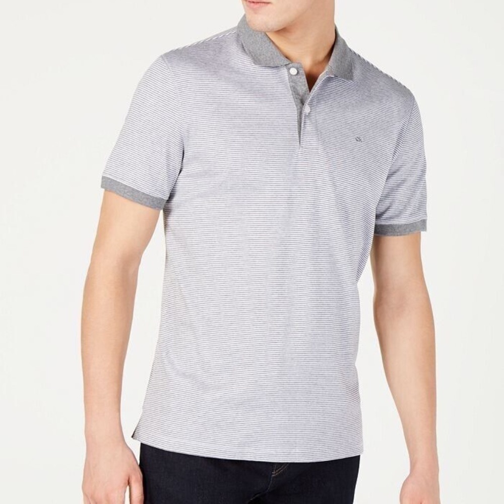 Calvin klein Men's Liquid Touch Micro Stripe Polo Shirt XL gray